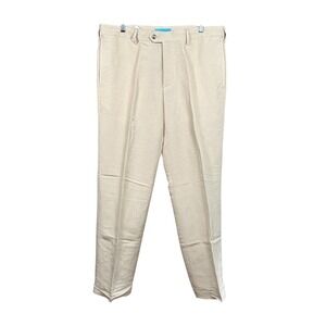 Savane Linen Blend Dress Pants Beige Flat‎ Front Lightweight Size 36x32